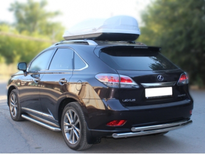 Пороги с площадкой алюминиевый лист 60 мм Технотек для Lexus RX270/300/350 2012-2015