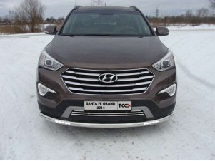 Защита переднего бампера с ДХО 60 мм для Hyundai Santa Fe Grand № HYUNSFGR14-19