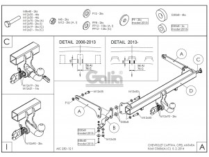 ТСУ Фаркоп оцинкованный Galia шар C съемный для Chevrolet Captiva/Opel Antara № C060C