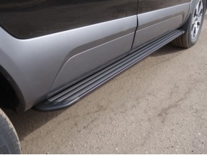 Пороги алюминиевые Slim Line Black для Kia Mohave № KIAMOH20-09B