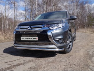 Защита переднего бампера длинная 60 мм для Mitsubishi Outlander № MITOUT15-03