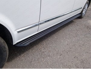 Пороги алюминиевые Slim Line Black для Volkswagen Multivan T6 Long № VWMULT15LONG-35B