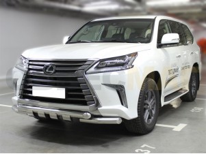 Защита переднего бампера 76 мм с накладками для Lexus LX-570/450d № LX15 1.2