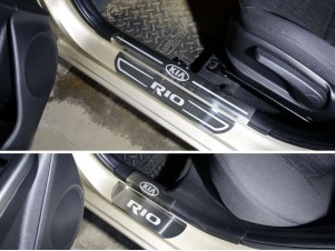 Накладки на пороги на металл и пластик лист шлифованый надпись Kia для Kia Rio № KIARIO15-14