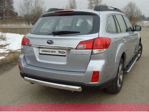 Защита заднего бампера овальная 75х42 мм для Subaru Outback № SUBOUT14-08