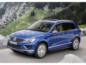Пороги алюминиевые Rival Black New для Volkswagen Touareg № F193ALB.5801.3