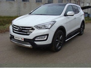 Защита передняя овальная короткая 75-42 мм для Hyundai Santa Fe № HYUNSF12-10