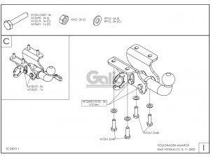 ТСУ Фаркоп оцинкованный Galia шар C съемный для Volkswagen Amarok № V076C