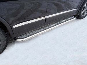 Пороги с площадкой алюминиевый лист 60 мм для Haval H6 № HAVH615-14