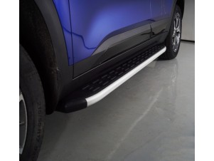 Пороги алюминиевые с пластиковой накладкой из 2-х мест для Kia Seltos № KIASELT20-20AL