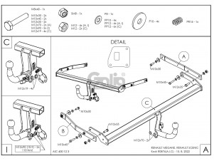 ТСУ Фаркоп оцинкованный Galia шар A для Renault Megane/Scenic 3 № R087A