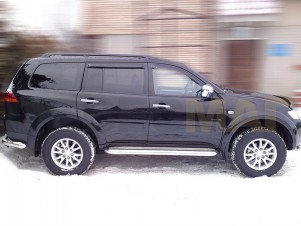 Пороги с площадкой алюминиевый лист 76 мм для Mitsubishi Pajero Sport № MPS08 2