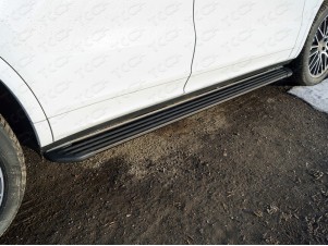 Пороги алюминиевые Slim Line Black для Porsche Cayenne Turbo № PORSCAY18-02B