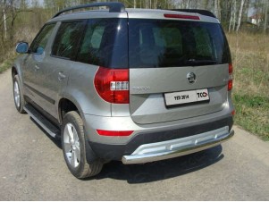 Защита заднего бампера овальная длинная 75х42 мм для Skoda Yeti № SKOYET14-11