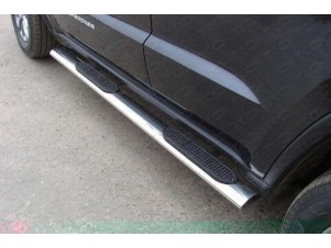 Пороги труба овальная с накладками 120х60 мм для Jeep Grand Cherokee № GRCHER13-06