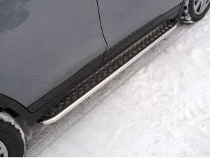 Пороги с площадкой алюминиевый лист 42 мм для Nissan X-Trail № NISXTR15-11