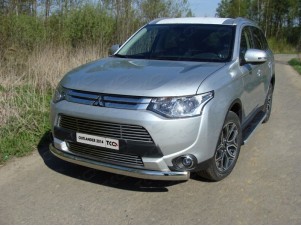 Защита передняя овальная 75х42 мм для Mitsubishi Outlander № MITOUT14-02