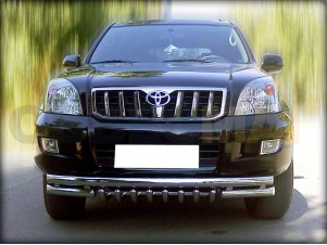 Защита передняя двойная 60-60 мм с защитой картера для Toyota Land Cruiser Prado 120 № LCPR 4