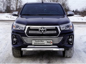 Защита переднего бампера с ДХО 76 мм для Toyota Hilux Exclusive № TOYHILUXEXC18-06