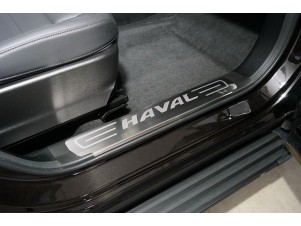 Накладки на пластиковые пороги (лист шлифованный надпись Haval) 2шт для Haval F7X 2022 – н.в. HAVF7X22-08