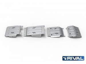 Защита радиатора, картера, КПП и РК Rival алюминий 4 мм с крепежом для Fiat Fullback/Mitsubishi L200/Pajero Sport № K333.4046.3